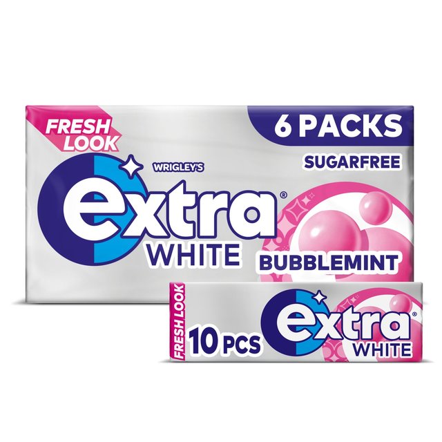 Wrigley's Extra White Bubblemint Chewing Gum Sugar Free Multipack 6 per pack O[Y GNXgzCg ou~g`[COK VK[t[ }`pbN 1pbN6