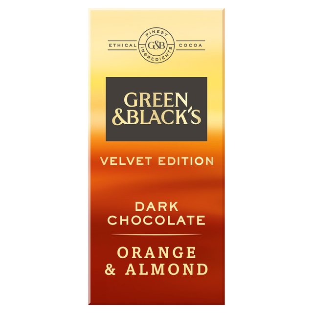 Green & Black's Velvet Dark Chocolate with Orange & Almonds 90g グリーン＆ブラック ベルベットダークチョコレート オレンジ＆アーモンド 90g