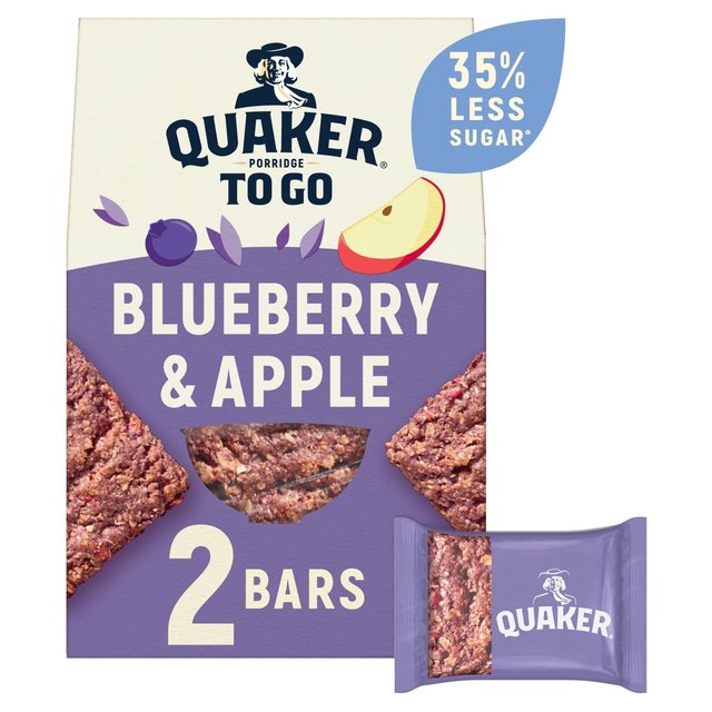 Quaker Porridge To Go Apple & Blueberry Breakfast Bars 55g x 2 per pack NG[J[ |bW gD S[ Abvu[x[ ubNt@Xgo[ 55g~2{i1pbN