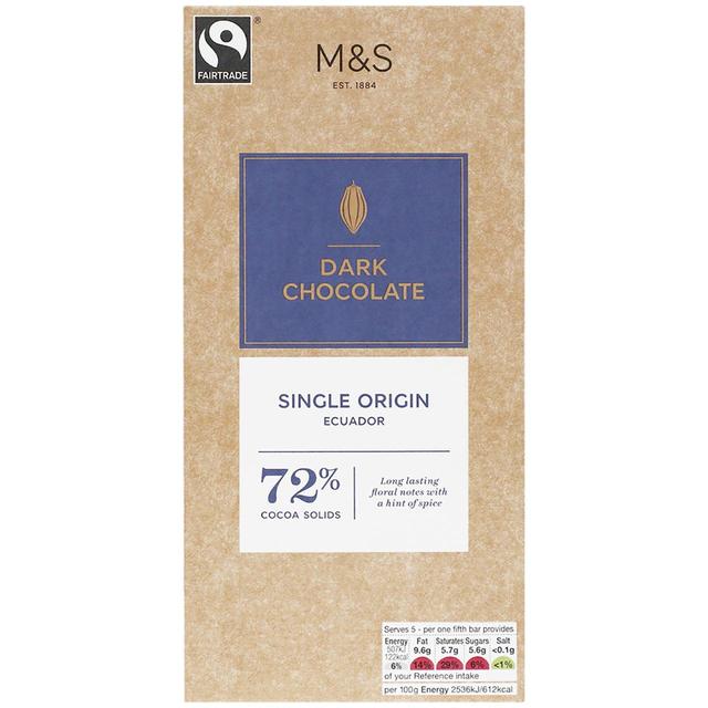 M&S Fairtrade 72% Cocoa Dark Chocolate 100g M&S フェアトレード72%カカオダークチョコレート 100g