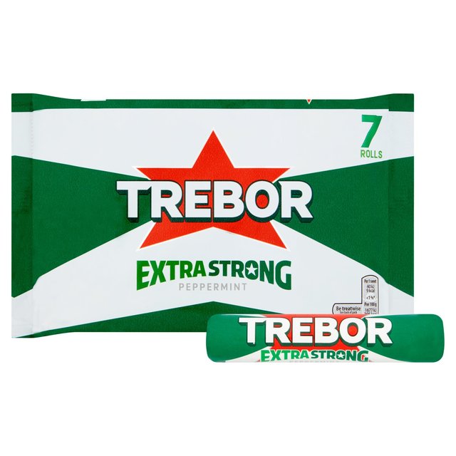 Trebor Extra Strong Peppermint Mint Rolls 7 x 41.2g Trebor エクストラストロングペパーミントロール 7個入り 41.2g