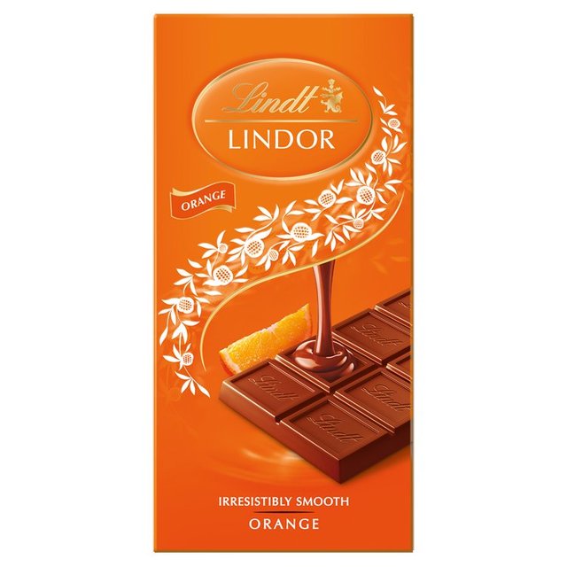 Lindt Lindor Milk Orange Chocolate Bar 100g  ɡ ߥ륯󥸥祳졼ȥС ...