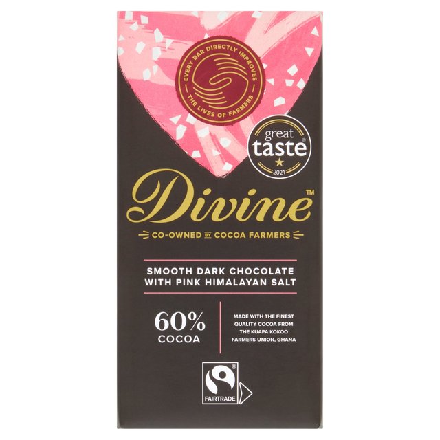 Divine 60% Dark Chocolate Pink Himalayan Salt 90g fBoC 60%_[N`R[g sNq}\g 90g