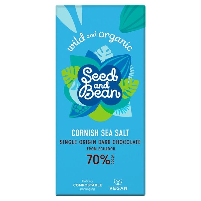 Seed & Bean Organic Dark Chocolate Bar 70% Cornish Sea Salt 85g シード＆ビーン オーガニックダークチョコレートバー 70%コーニッシュシーソルト 85g