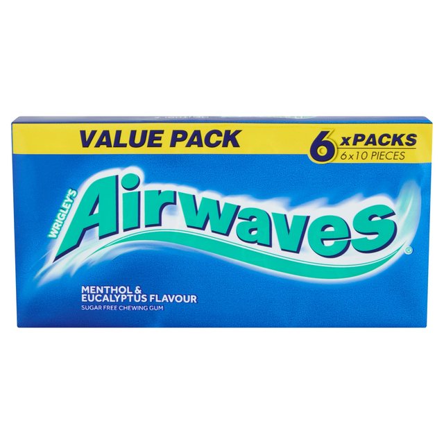 Wrigley's Airwaves Menthol & Eucalyptus Chewing Gum Sugar Free Multipack 6 per pack O[Y GAEFCuX \[[J `[COK VK[t[ }`pbN 1pbN6