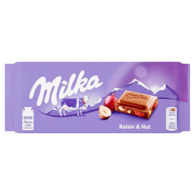 Milka Raisin & Nut Chocolate Bar 100g ~J [Yibc`R[go[ 100g