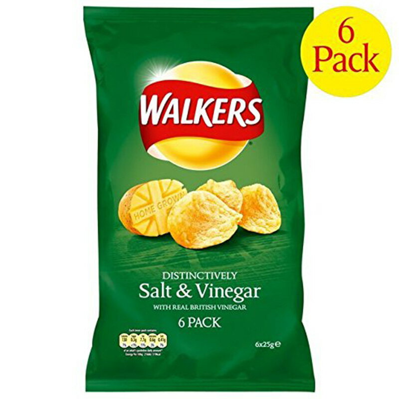 Walkers Salt & Vinegar Crisps 25g x 6 ウォーカーズ ポテトチップス ソルトビネガー味 イギリス スナック菓子 25g × 6袋 お菓子【海外直送品】 (賞味期限: 製造日より12週間)