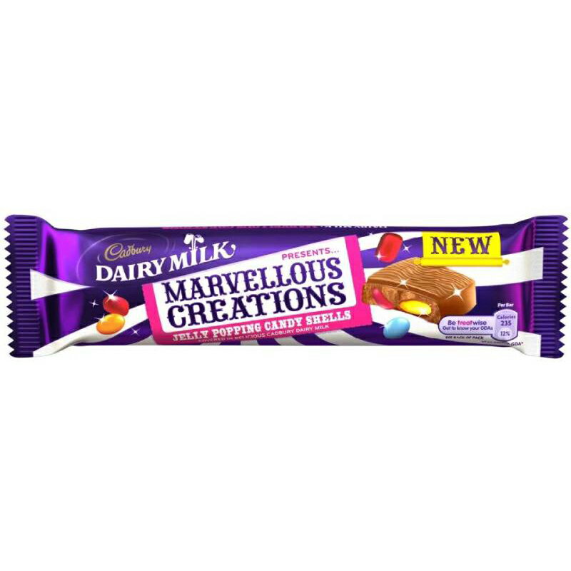 Cadbury Dairy Milk Marvellous Creations Jelly Popping Candy Bar 47g (Pack of 24) キャドバリー ジェリーポッピング キャンディー 47gx24個入り グミ キャンディ入り チョコバー