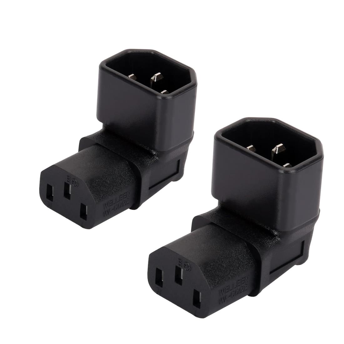 【ポイント優待キャンペーン】【ブラックフライデークーポン利用で割引中】【送料無料】KUENZ 3ピン変換コネクタ L型上向き【電源ケーブルの取り回し、配線スペースの確保に! (定格:10A/250V) 3ピンメス(IEC 60320 C13)から3ピンオス(IEC 60320 C14)に変換します(2パック)