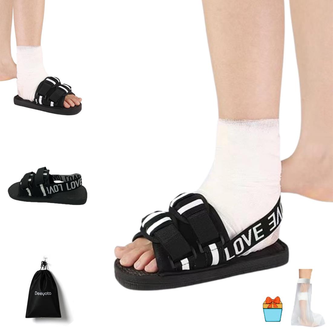 【ポイント優待キャンペーン】【ブラックフライデークーポン利用で割引中】【送料無料】DEEYOTA 介護シューズ 骨折サンダル ギブスシューズ 術後シューズ ギブス用サンダル ギプス靴 歩行サポート 調節可能 つま先圧力軽減 滑り止め 左右兼用 M