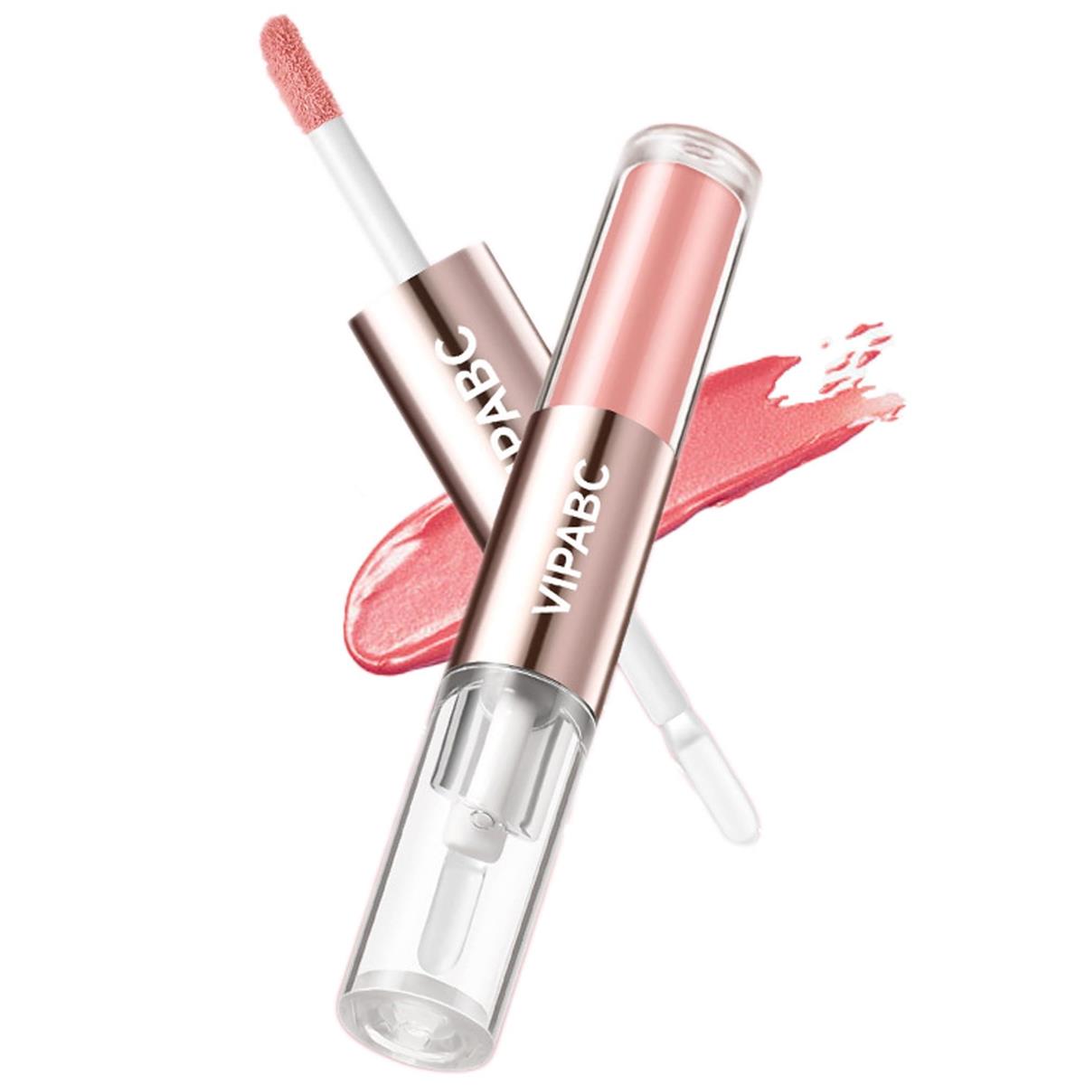 【スーパーセール中ポイント2倍+クーポン利用で10%OFF】【送料無料】リップグロス 2in1【2025新型】ダブルエンド リップティント リップオイル ティントリップ 落ちない 人気 長持ち 潤い ギフト (白桃色)