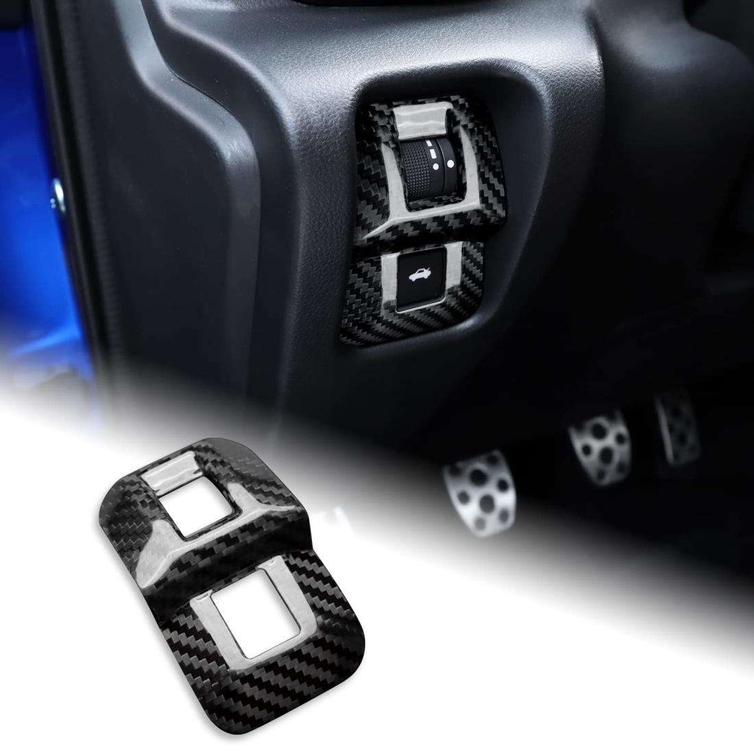 クセサリー リアルハードカーボンファイバー製 カートランクスイッチボタンステッカー 内装パーツ Suba..
