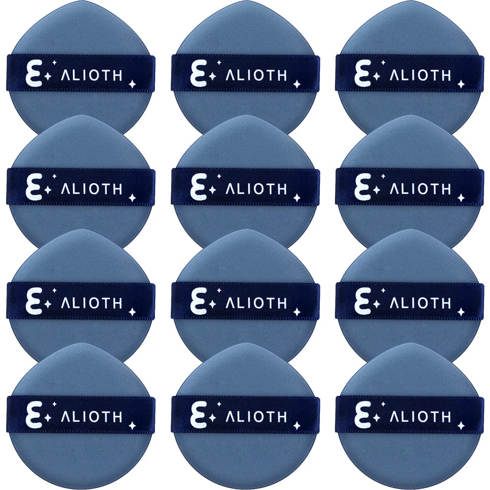 【ワンダフルデー限定 ポイント2倍+クーポン利用で5%OFF】【送料無料】ポンジパフ 『 浮きがちな コンシーラー や ファンデ も 綺麗になじむ！ 』化粧パフ ファンデーションスポンジパフ メイクアップパフ個別包装 (水滴12個セット紺色)