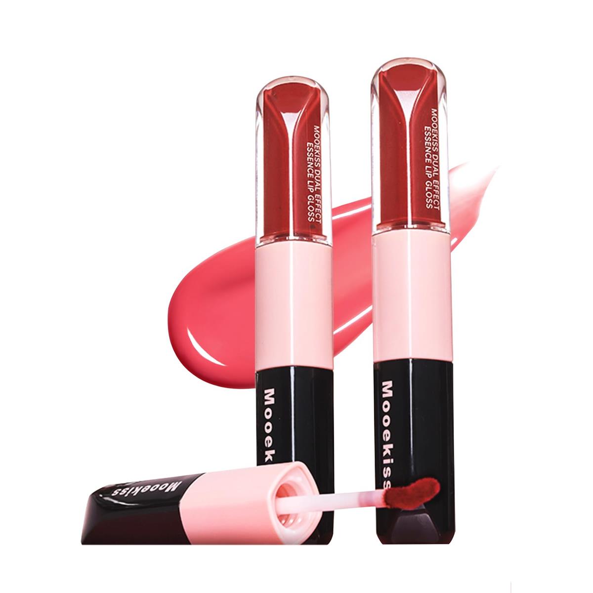 Mooekiss ダブルエンドリップグロス 2in1 マットリップ ＆ 透明エッセンス 鏡面感仕上げ くちびるの乾..