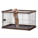 アイリスオーヤマ 犬 サークル ウッディサークル ロータイプ ウォールナット 小型犬用 幅97.5×奥行66.5×高さ55.5cm PWSR-960LV
