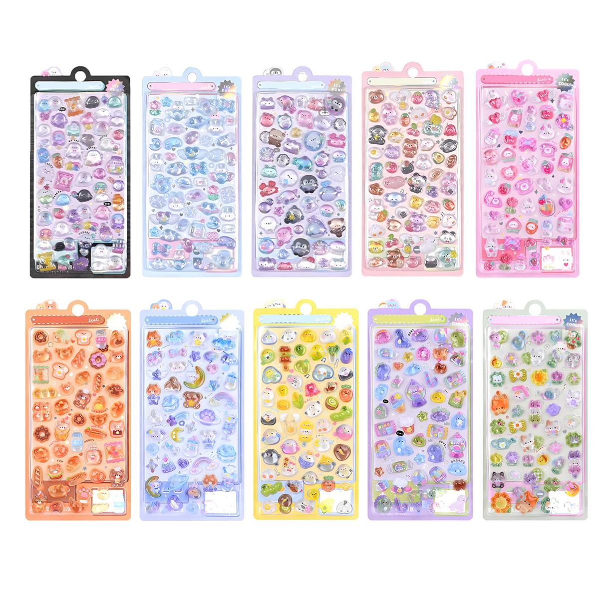 シール 可愛い10枚セット 3D 立体 かわいい ごほうび キラキラ 韓国 子供 大容量 スマホケース DIY用 ..