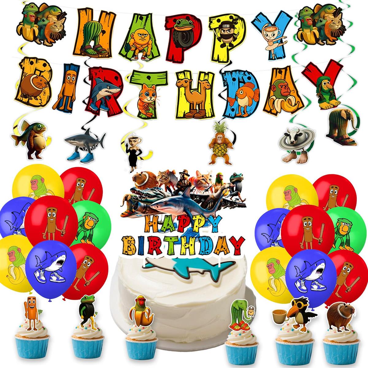 イタリアンブレインロット 誕生日 飾り付け 風船セットゥントゥンサフール・トララ ネットミーム イタ..