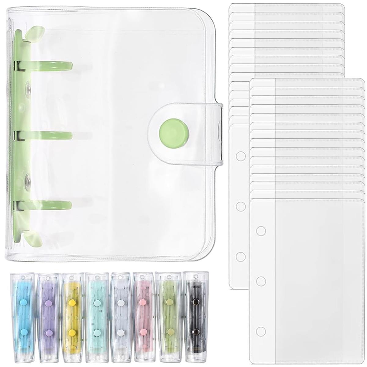 【送料無料】JUJUGO シール帳 透明 A8サイズ レフィル 30枚 3Dステッカー付き 女子向け 可愛い コンパクト 手帳 メモ 収納 プレゼント （グリーン）