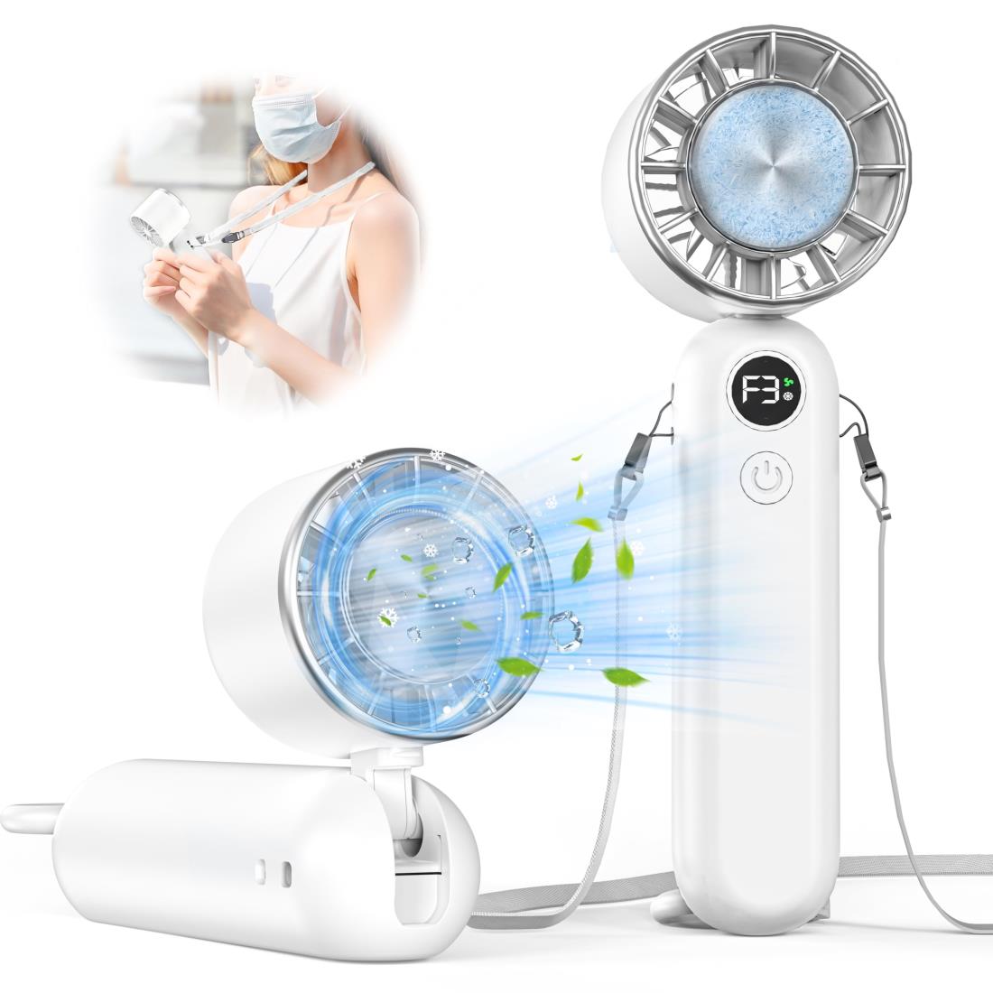 【送料無料】ハンディファン 冷却プレート付き 携帯扇風機 冷感 手持ち扇風機 ミニファン 長時間稼働 3..