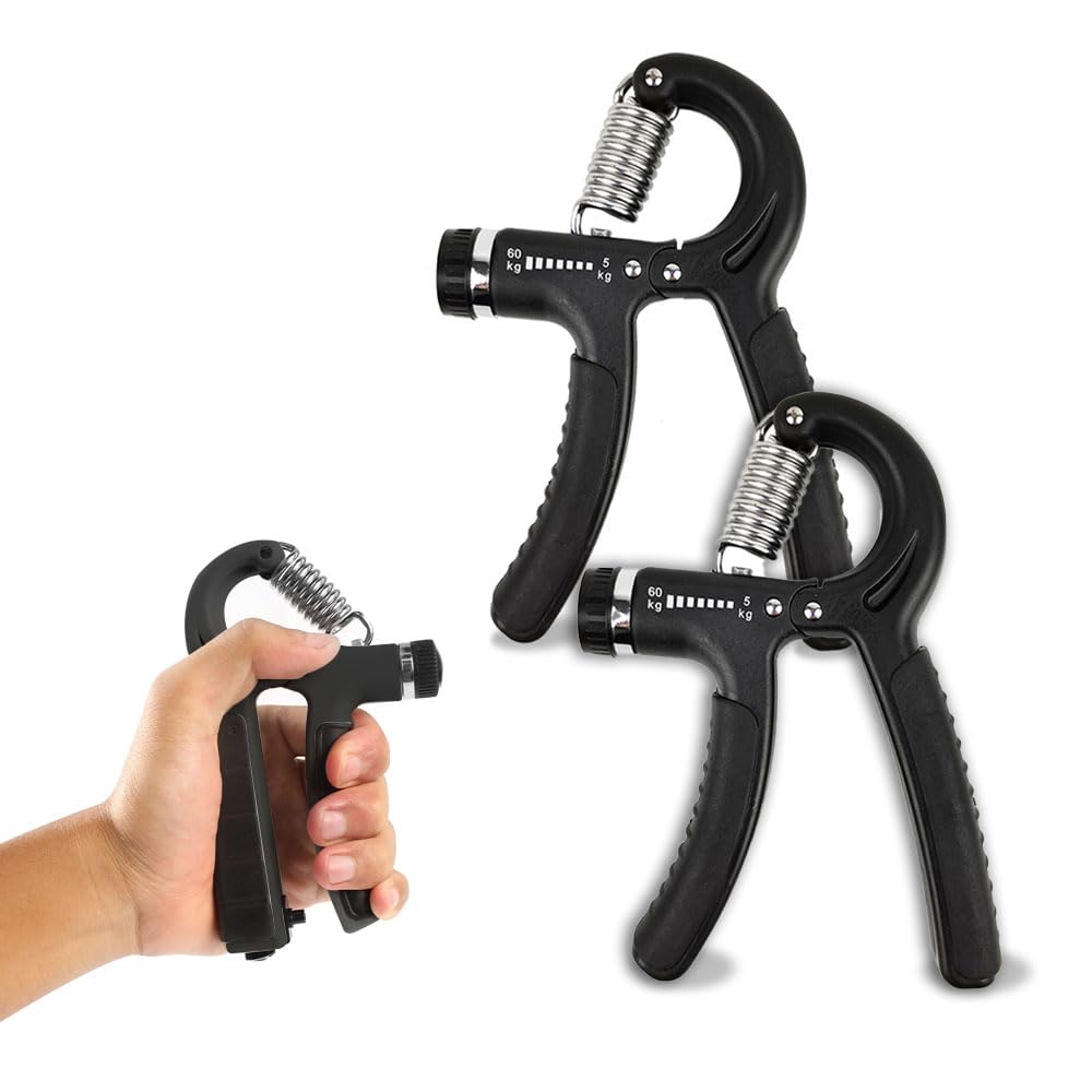 【ポイント優待キャンペーン】【ブラックフライデークーポン利用で割引中】【送料無料】JetWave 【プロ監修デザイン】ハンドグリップ 握力トレーニング器 5-60kg 可調節 強化グッズ ストレス解消 筋トレ 男女兼用 リハビリ器具(ブラック（2個）)(4)