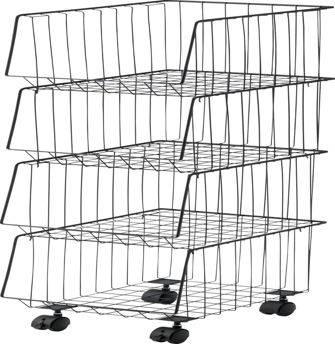 東谷(Azumaya-kk) サイドワゴン ブラック 幅26.5×奥行37.5×高さ95cm スタッキングワゴン4D AKB-439BK