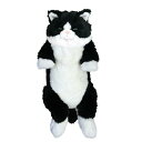 サンレモン ひざねこ すやすや ハチワレ 22×14×47cm ぬいぐるみ アニマル かわいい 猫 ネコ 白 黒 P-1283