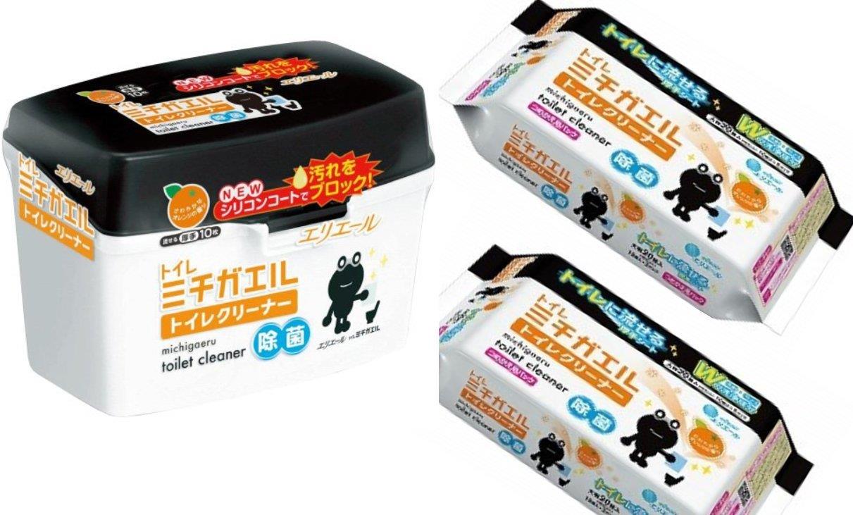 【ワンダフルデー限定 ポイント2倍+クーポン利用で5%OFF】【送料無料】エリエール ミチガエル トイレクリーナー シートタイプ 本体 10枚入り + 詰替用 20枚入り(10枚×2個) ×2点 【セット】