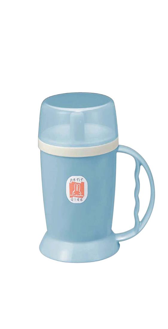 【ポイント優待キャンペーン】【ブラックフライデークーポン利用で割引中】【送料無料】プチエイド 吸い口付き マグカップ ブルー 360ml フタ付き 底が広くて倒...