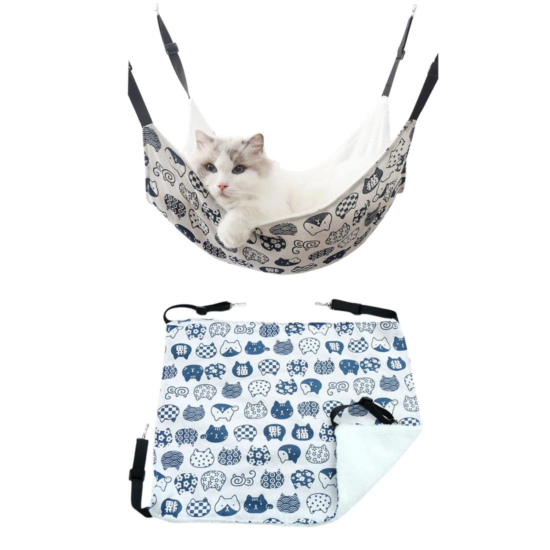 【ポイント優待キャンペーン】【ブラックフライデークーポン利用で割引中】【送料無料】猫 ハンモック ベット 夏冬両用 大きい 60cm*50cm 猫のハンモック ...