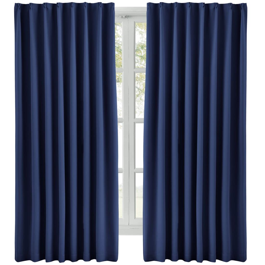 【ポイント優待キャンペーン】【ブラックフライデークーポン利用で割引中】【送料無料】Hansleep カーテン 1級遮光 2枚組 ネイビー 幅100cm丈110cm 小窓 断熱 防寒 防音 省エネ 厚手 無地 おしゃれ 洗える 寝室 リビング用 (ネイビー, 幅100cm×丈110cm)