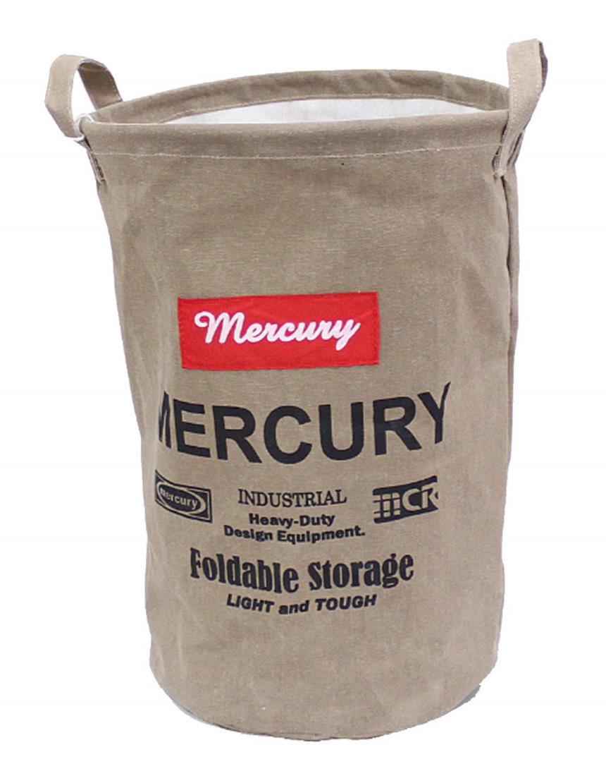 【送料無料】キーストーン マーキュリー インテリア 収納 バスケット キャンバス ボックス M 丸型 サンドベージュ PVC加工 28×28×36cm MECABUME