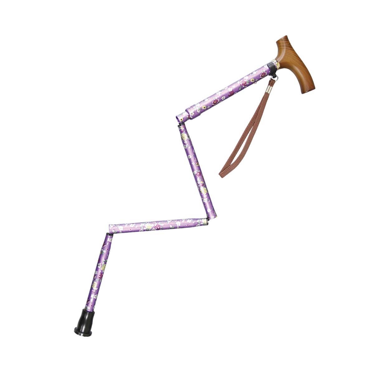 プラスハート すべりにくい杖 折りたたみ式 1本入 紫花 75096