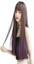 ウィッグ ロング ストレート かつら フルウィッグ 自然 コスプレ ぱっつん 小顔 人気 耐熱 wig 原宿系 ファッション ネット/櫛付き (黒&ピンクベージュMIX)