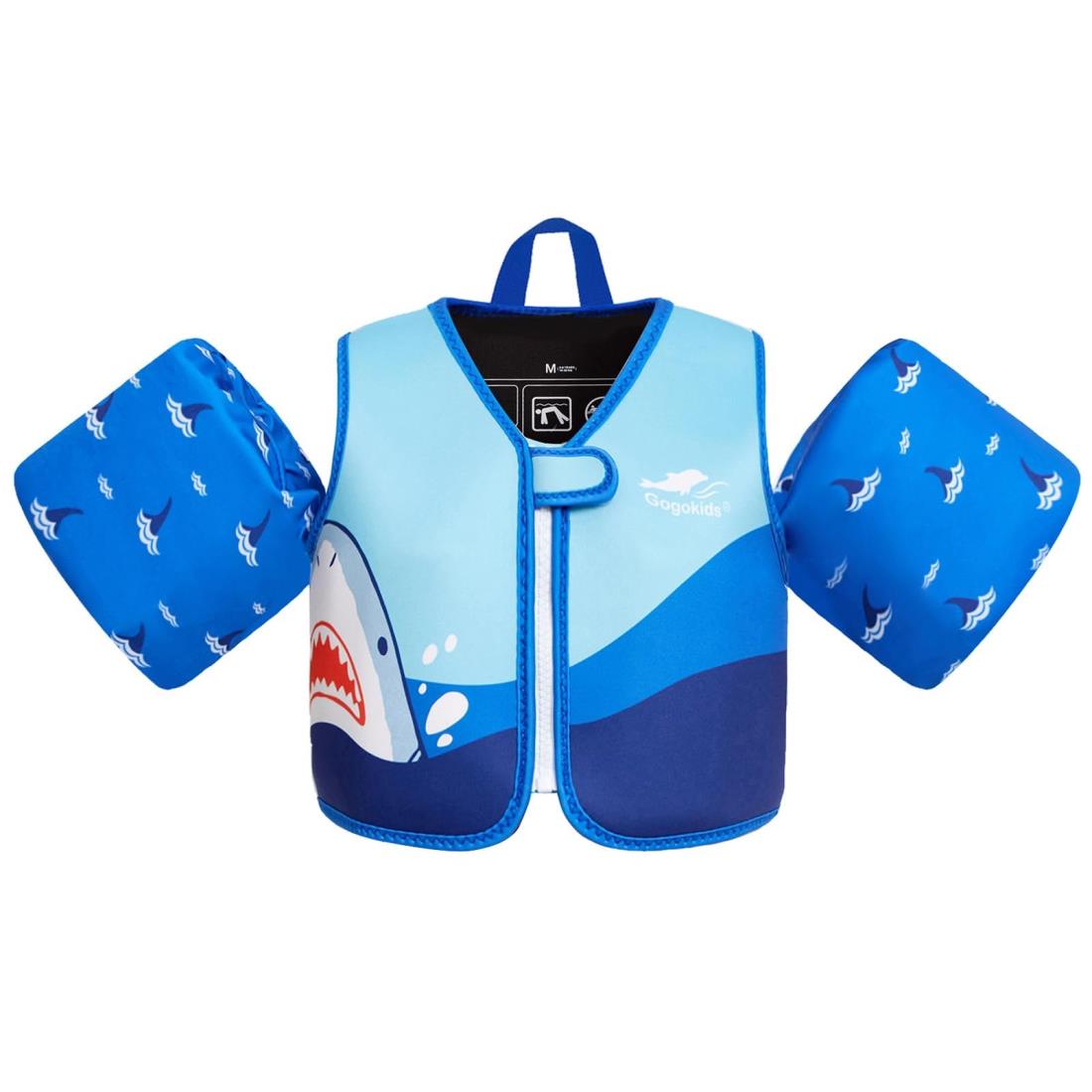 【送料無料】Gogokids アームリング 子供 腕 浮き輪 キッズ水泳ベスト 幼児 アームヘルパー 2〜6歳 ベビー 水泳練習 水遊び 海水浴 便利 軽量 (ダークブルー, S)