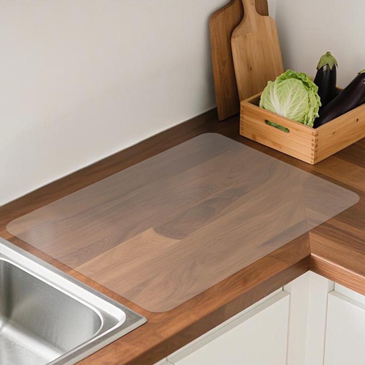 【送料無料】シリコンマット キッチン 調理台保護マット キズ防止 汚れ防止 滑り止め 保護シート キッチンシート コンパクト 耐熱220℃ お手入れ簡単 (半透明, 40x50cm)