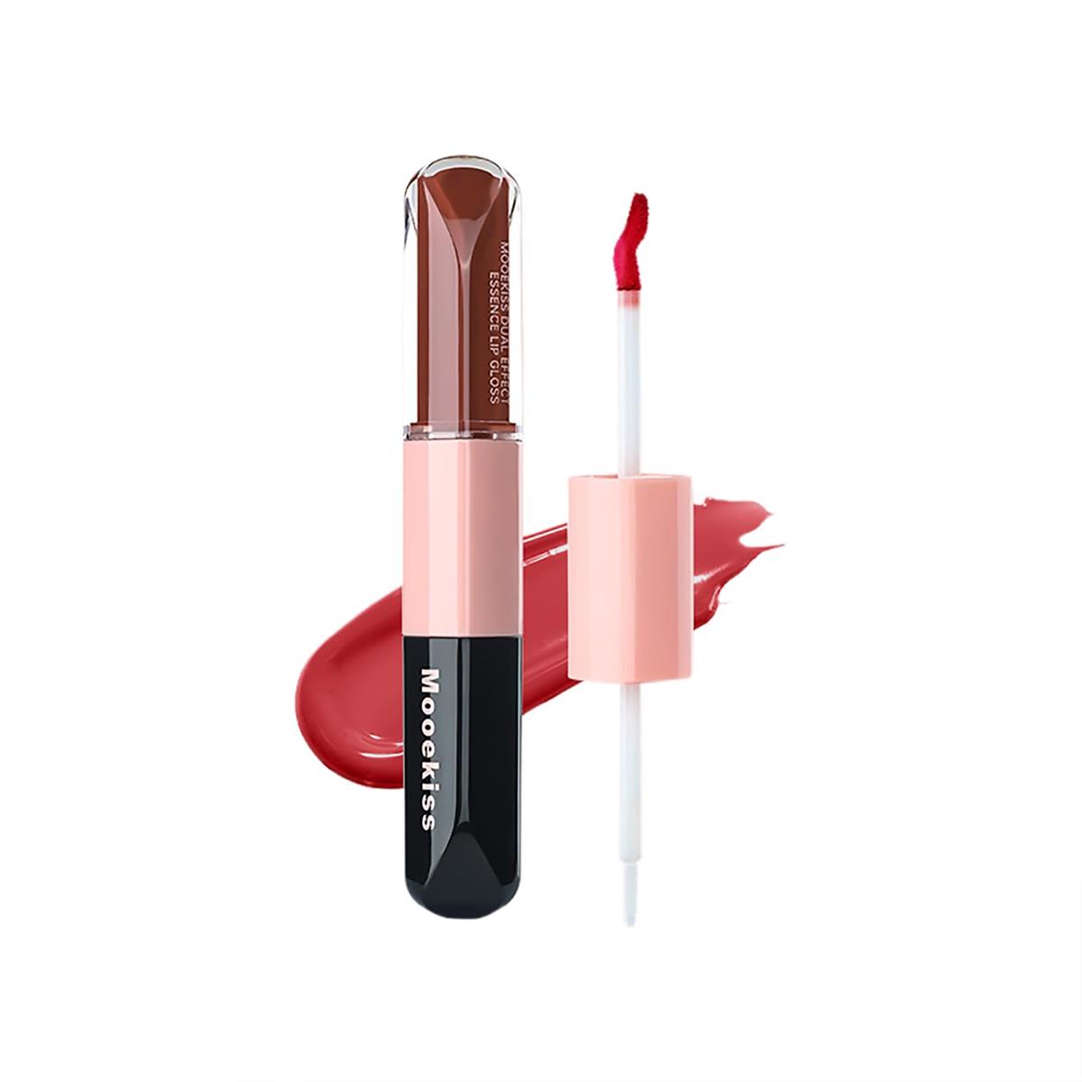 【送料無料】Mooekiss リップグロス 2in1 高発色 ダブルエンド うるおい リップ 血色 口紅 落ちない リ..