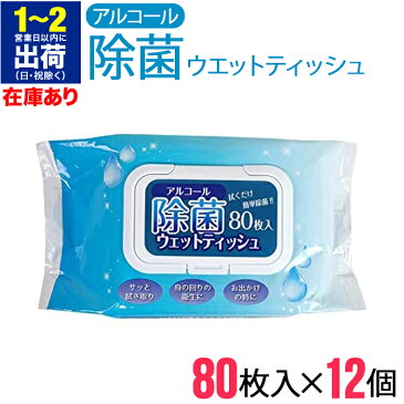 12個セット 80枚入 除菌アルコールタオル 大判 ウエットタイプ 除菌シート 除菌 アルコール タオル 安い ウイルス ウェットティッシュ 携帯用 アルコールタオル ウイルス対策 除菌アルコールタオル 除菌グッズ 送料無料