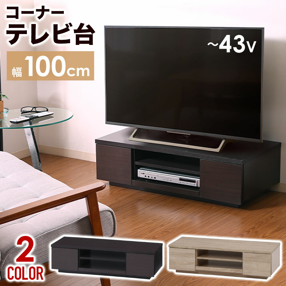 TVボード テレビ台 テレビラック ローボード ロータイプ ローTV台 幅100cm 42型対応 32型対応 収納 引き出し チェスト おしゃれ 北欧 モダン ナチュラル 木目 ラック 2段 棚 小物 小物収納 AV台 AVラック ひとり暮らし