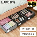 \ 半額 & 5%オフ / 19日 18時〜先着★ ベッド下収納 キャスター付き 収納ボックス 折りたたみ 収納ケース 中が見える フタ付き 薄型 収納 引き出...