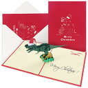 クリスマスカード（1000円程度） グリーティングカード クリスマス恐竜 クリスマスカード メッセージカード 3Dポップアップカード 悪作劇 立体カード お祝いカード 寄せ書き 感謝カード 飛び出すグリーティングカード