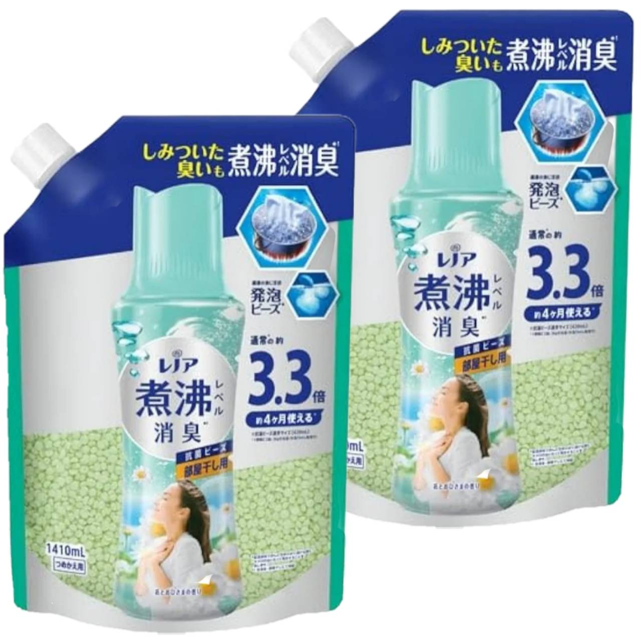 レノア 超消臭 煮沸レベル消臭 抗菌ビーズ 部屋干し 花とおひさまの香り 詰め替え 1410mL×2袋