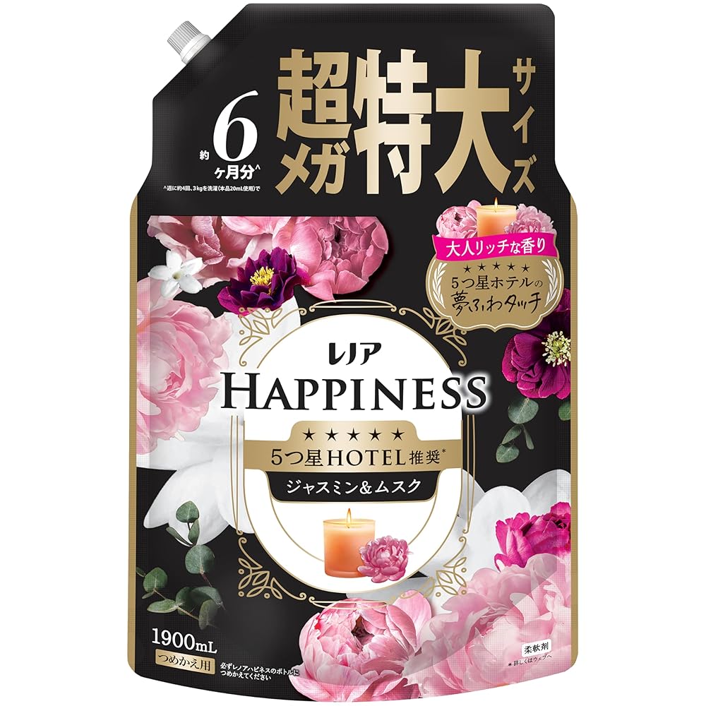 レノア ハピネス 夢ふわタッチ 柔軟剤 ジャスミン＆ムスクの香り 詰め替え 1900mL 大容量 新モデル