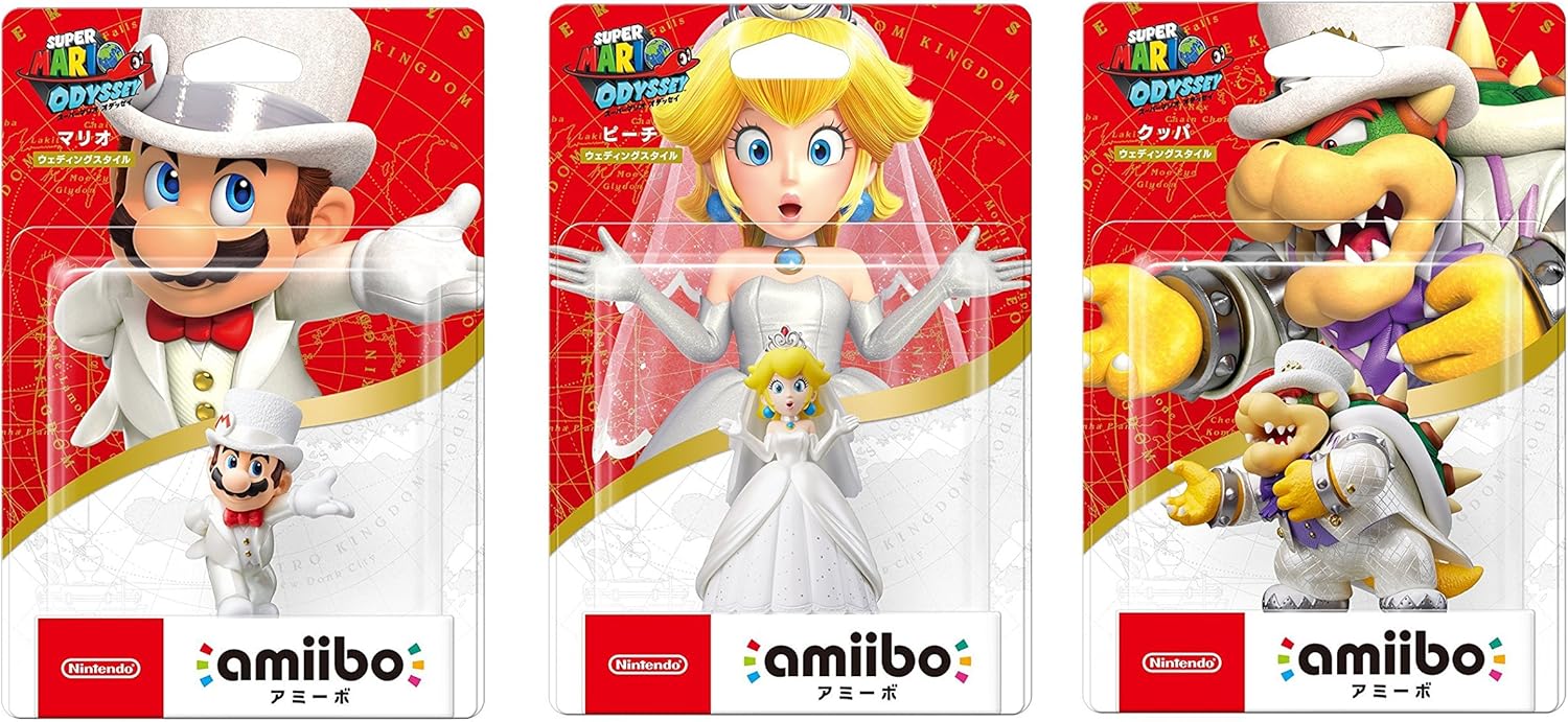 amiibo マリオ & amiibo ピーチ & amiibo クッパ ウェディングスタイル スーパーマリオシリーズ NVL-C-ABAT、NVL-C-ABAU、 NVL-C-ABAV