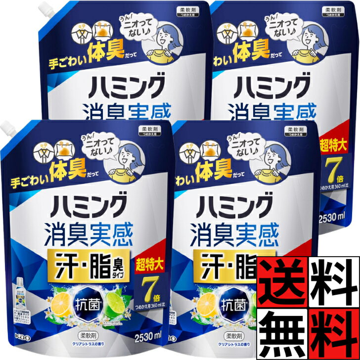 ハミング 消臭実感 柔軟剤 詰め替え 大容量 洗濯 汚れ きれい 清潔 体臭 超特大 部屋干し スポーツ 加..