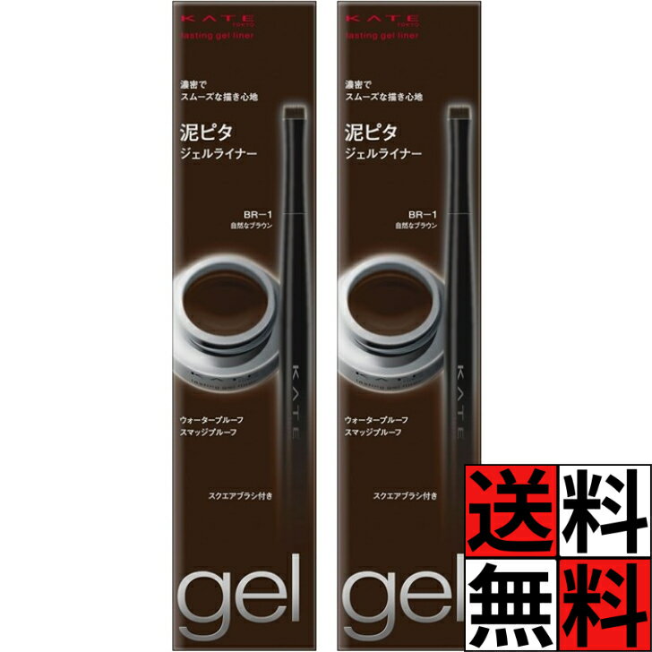 ケイト アイライナー ラスティングジェルアイライナーZ ウォータープルーフ スマッジプルーフ 汗 水 涙 皮脂 こすれ 高密着 仕上げ 発色 化粧品 メイク スクエアブラシ ブラウン 泥ピタ 濃密 描き心地 スムーズ KATE BR-1 3g ×2個
