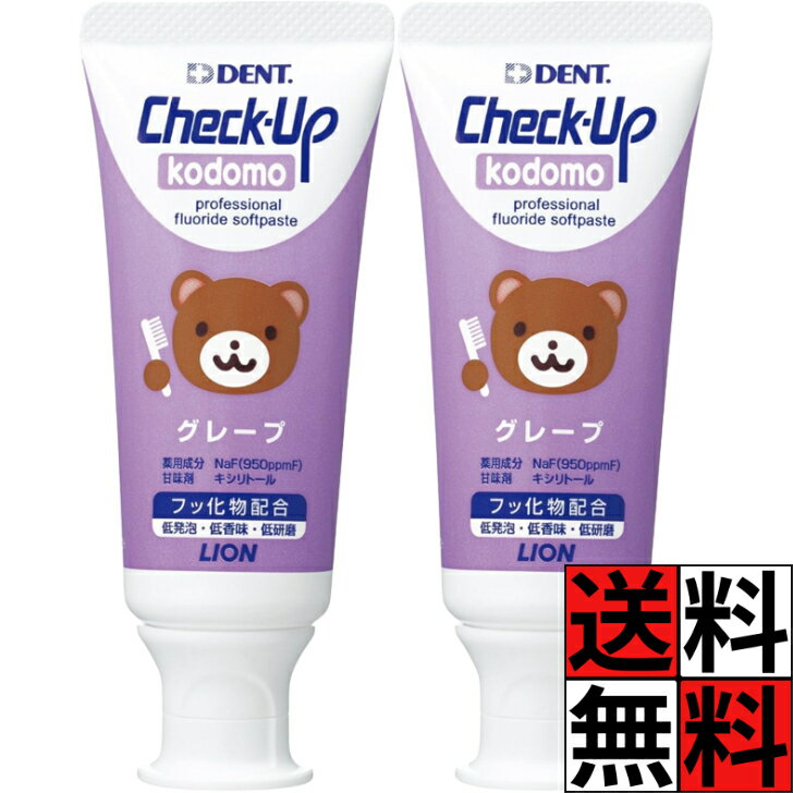 Rakuten - チェックアップ 歯磨き粉 こども グレープ ペースト パープル チューブ ライオン歯科材 ライオン フッ化物 配合 キシリトール 甘み 低発砲 低研磨 子供 コドモ フッ素 虫歯 むし歯 口腔内 60g ×2個
