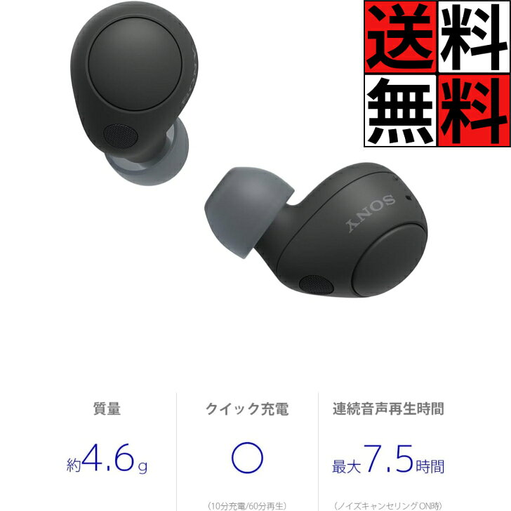 ソニー(SONY) 完全ワイヤレスイヤホン WF-C700N :高性能ノイズキャンセリング搭載/軽量 小型設計/音質アップスケール機能搭載/連続音楽再生時間最長 7.5時間/IPX4防滴性能/急速充電対応/クリアな通話性能/マルチポイント対応 ブラック