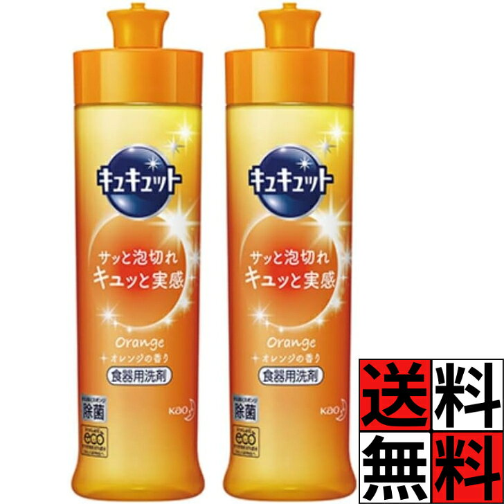キュキュット 食器用洗剤 本体 オレンジ 除菌 お皿 コップ キッチン 油 汚れ 香り 洗浄 花王 240ml ×2個
