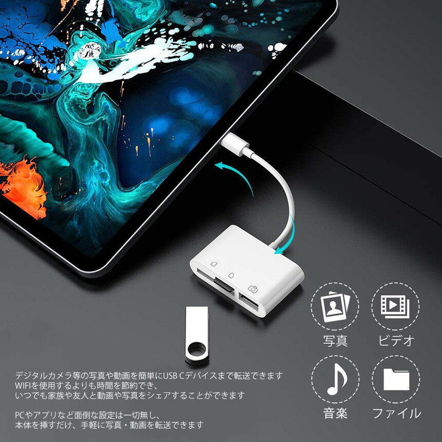 USB Type C SD ������ �꡼���� �ݡ����֥� ������C ����� Mac Book Pro �� USB-C �ǥХ��� �б� 3in1 �饤���� MicroSD TF USB2.0 �ޥ�� 3IN1READER