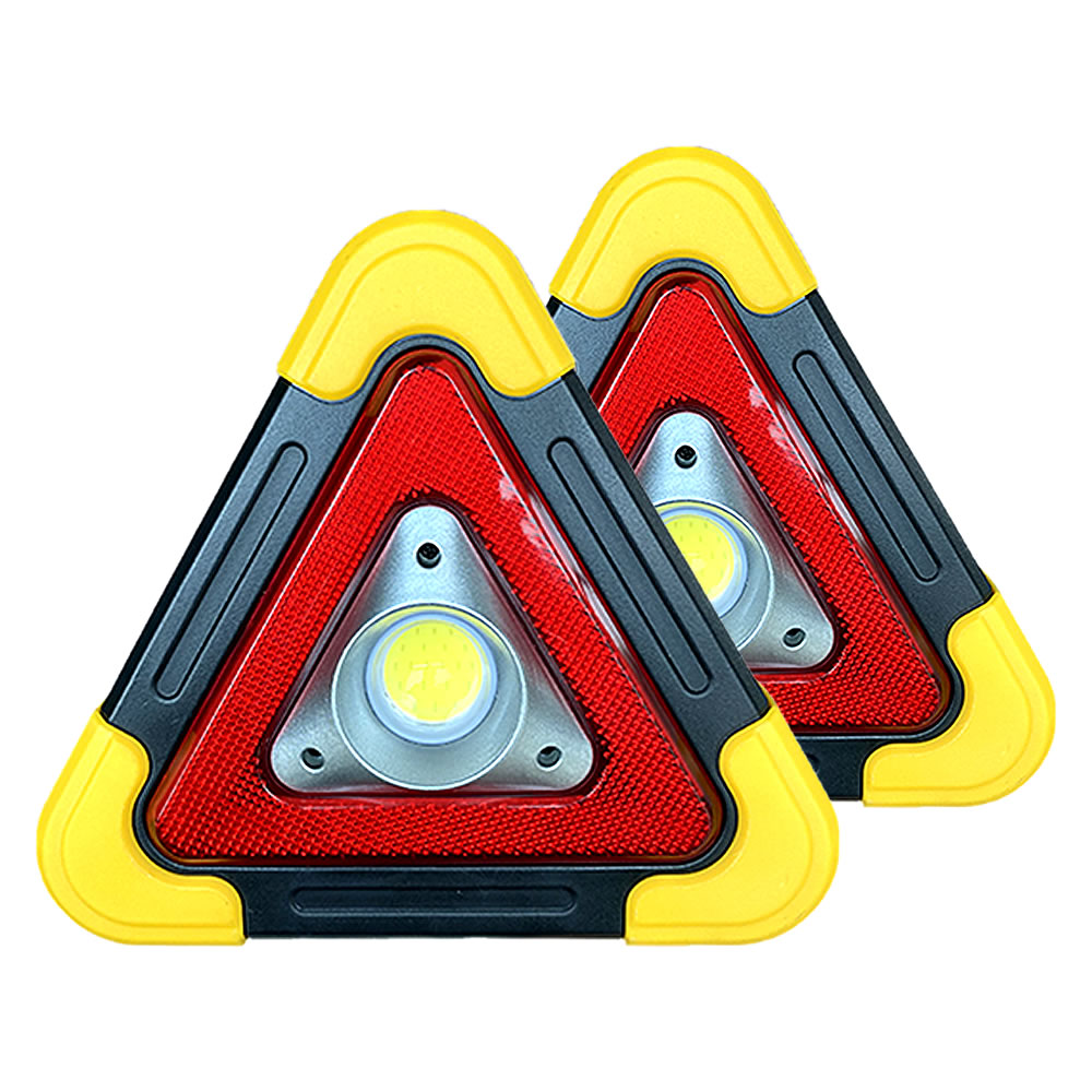 【送料無料】 2個セット 三角 停止板 車用 LED 点滅 表示板 事故 故障 非常時 反射板 昼夜間兼用型 追突 防止 作業灯 ライト LSAKEI